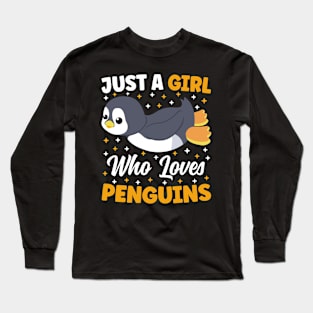 Just A Girl Who Loves Penguins Cute Kawaii Penguin Lover Long Sleeve T-Shirt